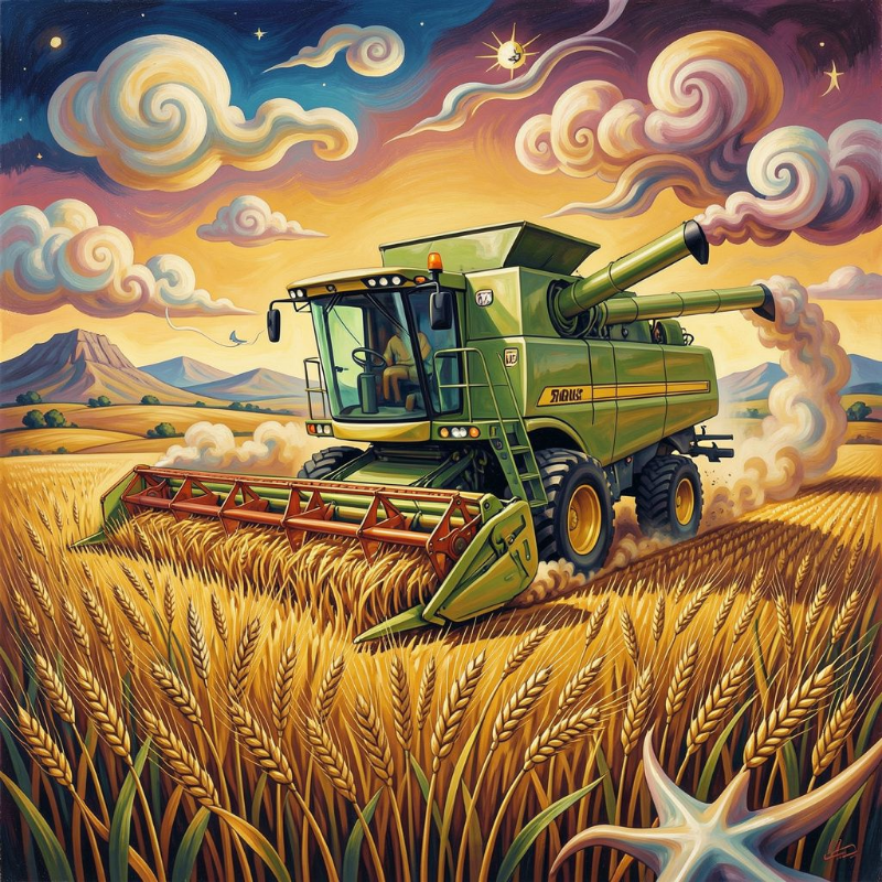 A graphic of a combine